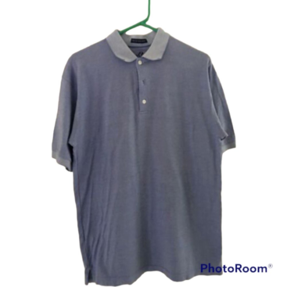 Alan Flusser Men's Polo Golf Shirt Blue 100% Mercerized Cotton Size Small
